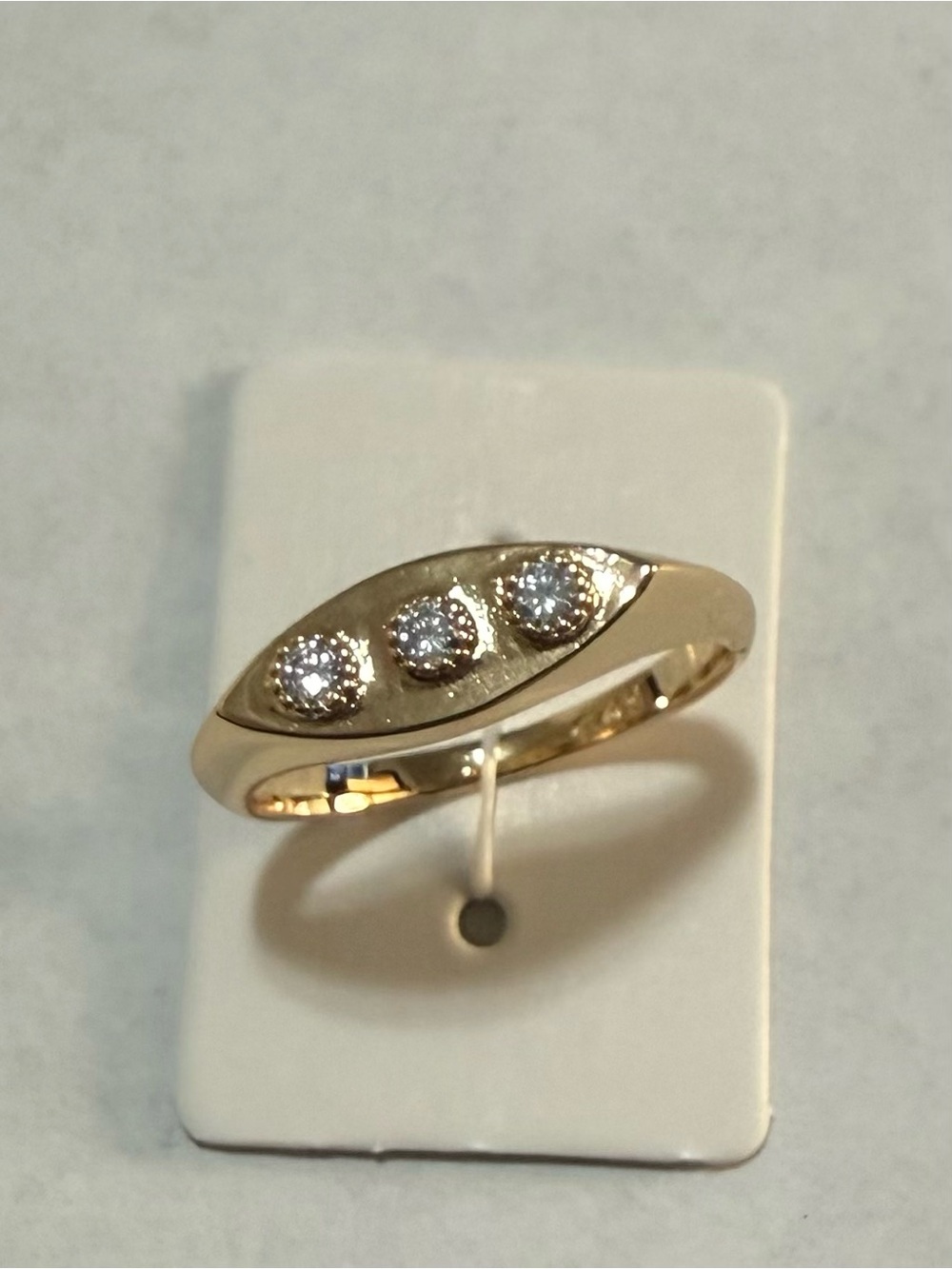 14k Gold Electroplated Three- Cz Stones Ring - Classic Women's